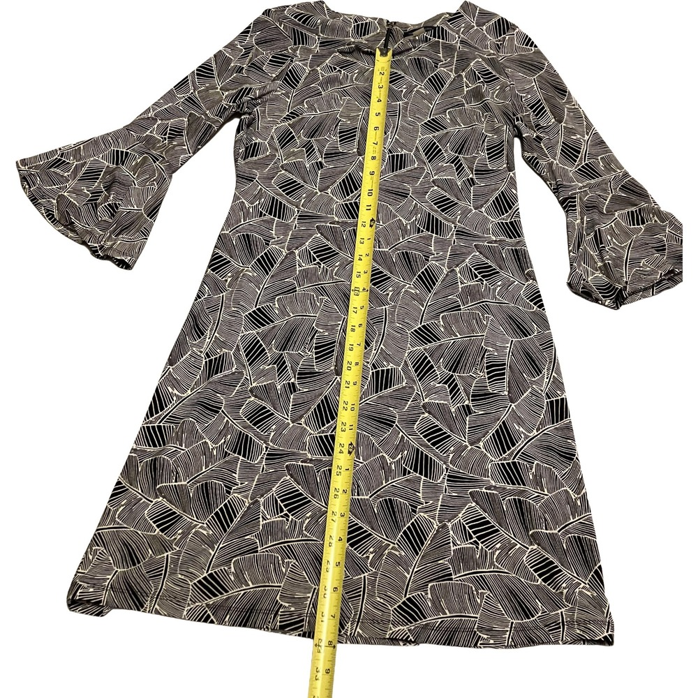 Tommy Hilfiger Womens 6 Black White Palm Leaf Botanical Bell Sleeve Shift Dress - Picture 9 of 16